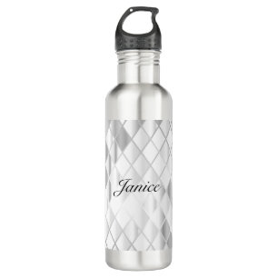Personalized Elegant Silver Grey Diamond Luxury 710 Ml Water Bottle