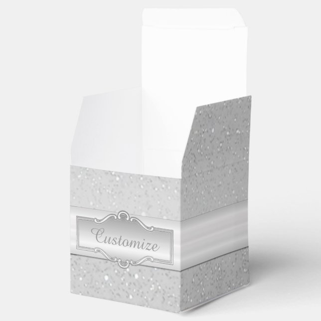 Personalized Elegant Silver Sparkle Cube Favour Bo Favor Box (Opened)