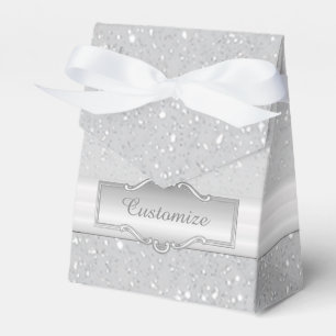 Personalized Elegant Silver Sparkle Favour Box