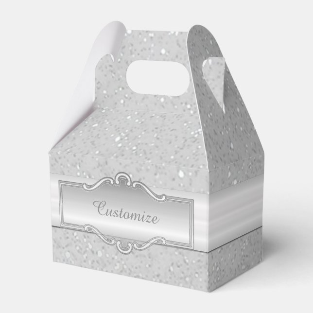 Personalized Elegant Silver Sparkle Gable Box (Front Side)