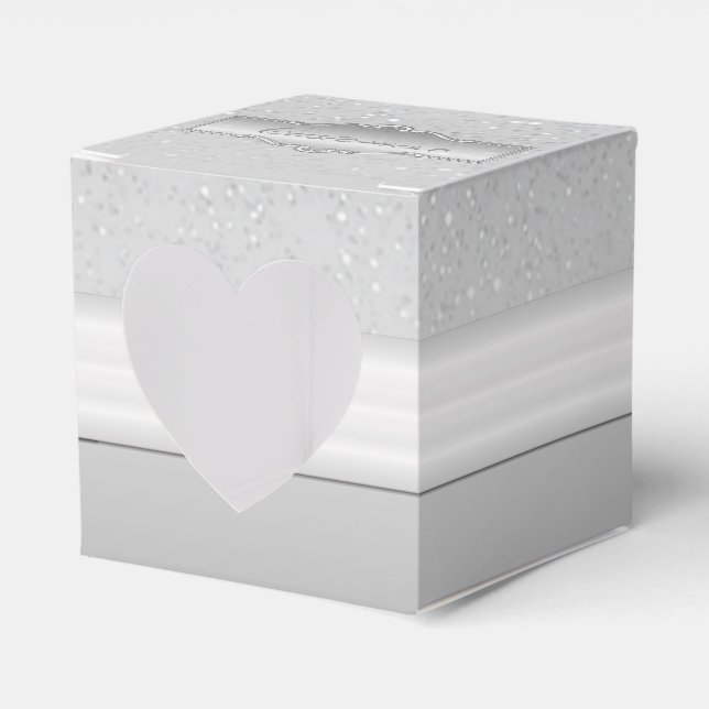 Personalized Elegant Silver Sparkle Heart Box (Front Side)