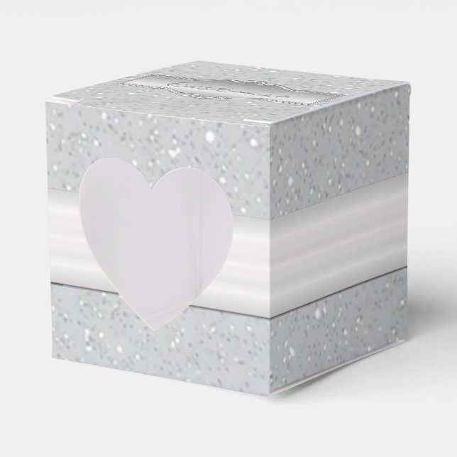 Personalized Elegant Silver Sparkle Heart Box (Front Side)