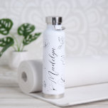 Personalized Elegant Simple Black White Florals  Water Bottle<br><div class="desc">Discover the epitome of sophistication and style with our "Personalized Elegant Simple Black and White Florals Water Bottle" - a chic and practical accessory that exudes timeless elegance. This water bottle combines simplicity with a touch of floral charm, making it the perfect companion for anyone seeking a stylish hydration solution....</div>