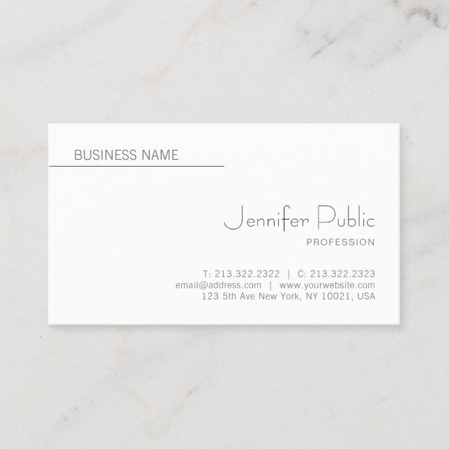 Personalized Elegant Simple Design Modern Template Business Card (Front)