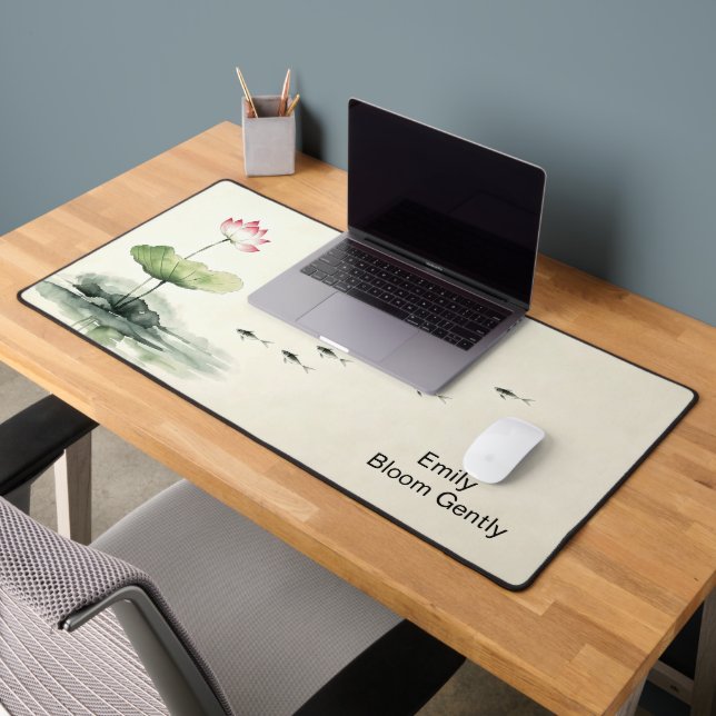 Personalized Elegant Simple Modern Lotus Fish Larg Desk Mat (Office 2)