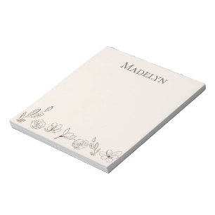 Personalized Elegant Simple Neutral Colour Florals Notepad