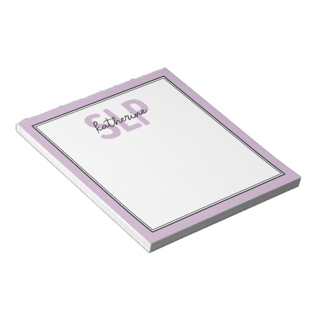 Personalized Elegant SLP Speech Pathologist  Notepad (Angled)