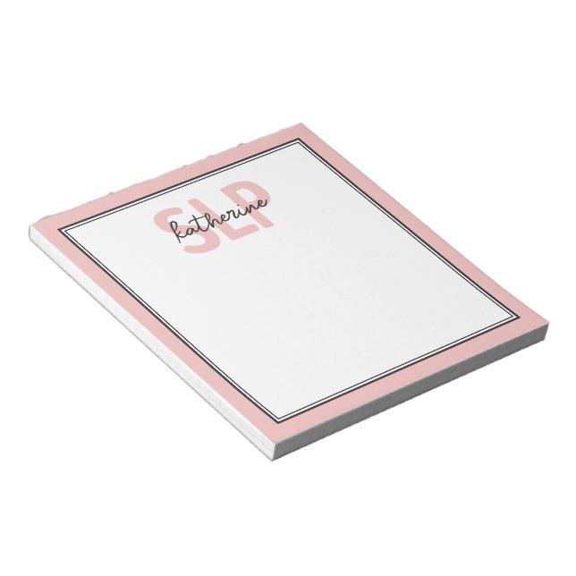 Personalized Elegant SLP Speech Pathologist  Notepad (Angled)