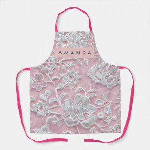 Personalized Elegant Soft Blush Lace Flower Apron