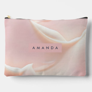 Personalized Elegant Soft Blush Satin Abstract Accessory Pouch
