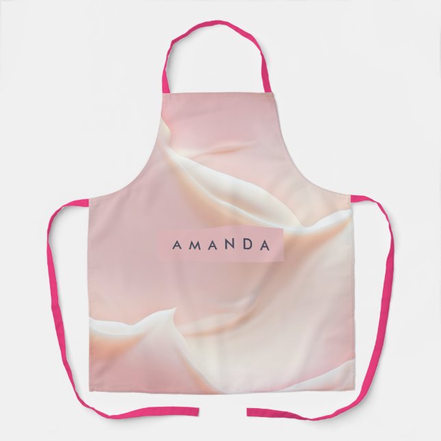 Personalized Elegant Soft Blush Satin Abstract Apron (Front)
