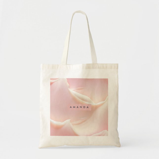 Personalized Elegant Soft Blush Satin Abstract Tote Bag (Front)