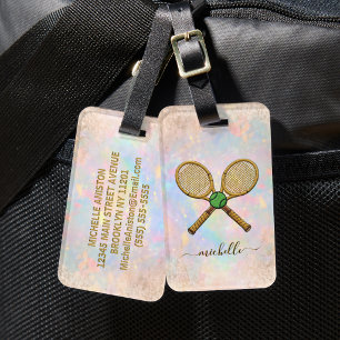 Personalized Elegant Soft Opal Tennis Ball Rackets Luggage Tag
