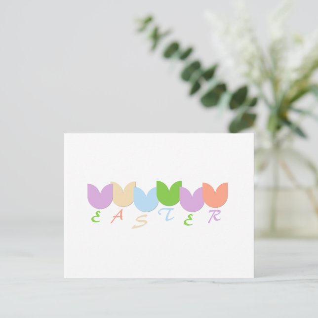 Personalized Elegant Spring Tulips, Easter Holiday Postcard (Standing Front)