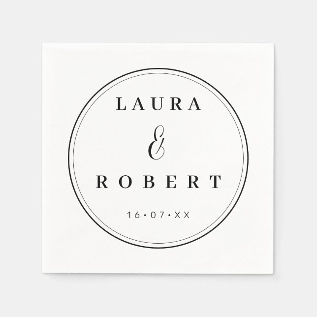 Personalized Elegant Stylish Moder Simple Wedding Napkin (Front)
