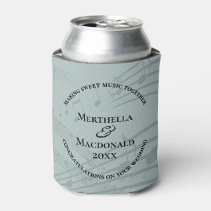 Personalized Elegant Sweet Music Notes Wedding Can Cooler