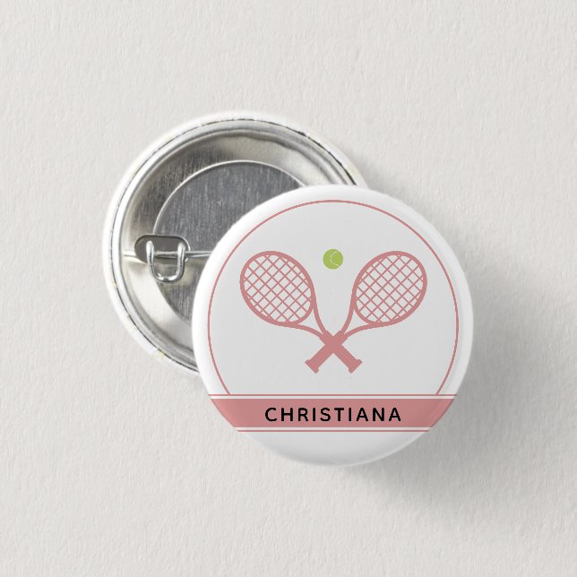 Personalized Elegant Tennis Racket and Ball Cute 1 Inch Round Button (Front & Back)