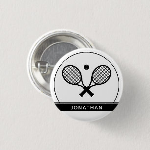 Personalized Elegant Tennis Racket and Ball Cute 1 Inch Round Button