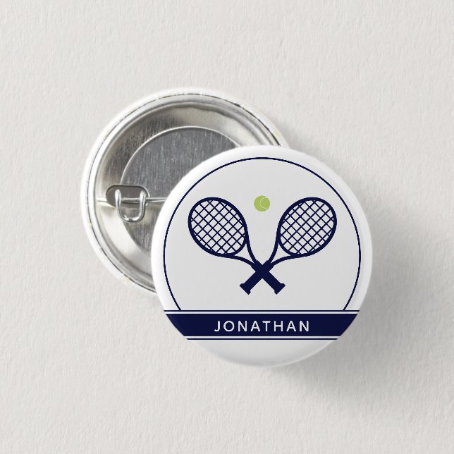 Personalized Elegant Tennis Racket and Ball Cute 1 Inch Round Button (Front & Back)