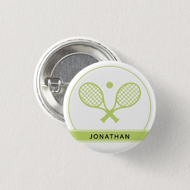 Personalized Elegant Tennis Racket and Ball Cute 1 Inch Round Button (Front & Back)