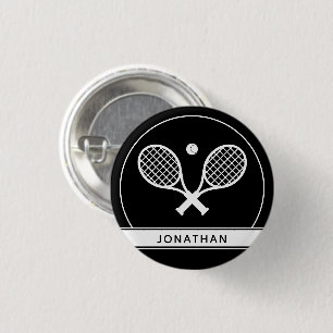 Personalized Elegant Tennis Racket and Ball Cute 1 Inch Round Button