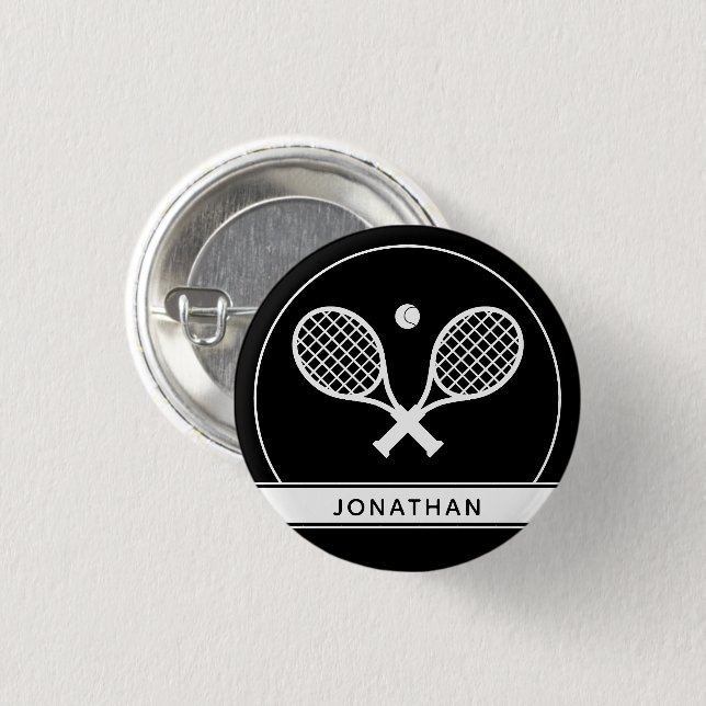 Personalized Elegant Tennis Racket and Ball Cute 1 Inch Round Button (Front & Back)