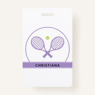 Personalized Elegant Tennis Racket and Ball Cute Badge