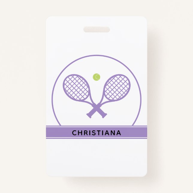 Personalized Elegant Tennis Racket and Ball Cute Badge (Front)