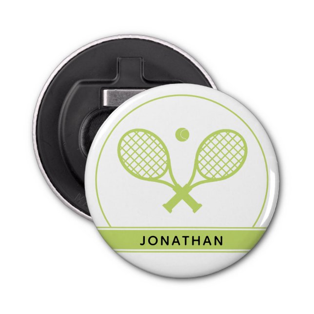 Personalized Elegant Tennis Racket and Ball Cute Bottle Opener (Front)