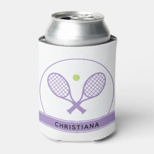 Personalized Elegant Tennis Racket and Ball Cute Can Cooler