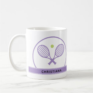 Personalized Elegant Tennis Racket and Ball Cute Coffee Mug