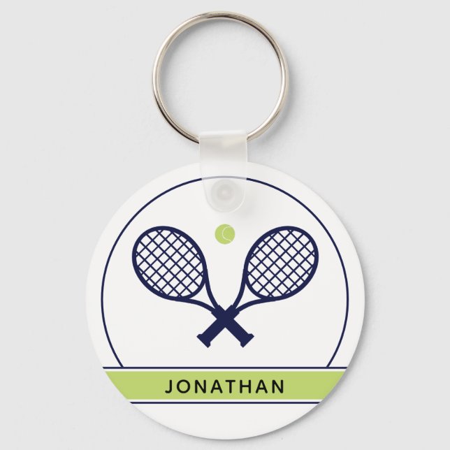 Personalized Elegant Tennis Racket and Ball Cute Keychain (Front)