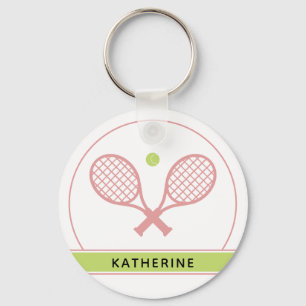 Personalized Elegant Tennis Racket and Ball Cute Keychain