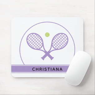 Personalized Elegant Tennis Racket and Ball Cute Mouse Pad