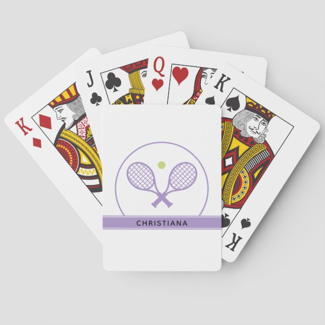 Personalized Elegant Tennis Racket and Ball Cute Playing Cards (Back)