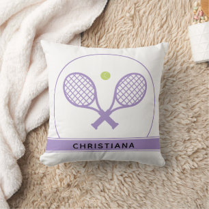 Personalized Elegant Tennis Racket and Ball Cute Throw Pillow