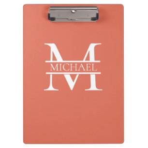 Personalized Elegant Terracotta Monogram and Name Clipboard