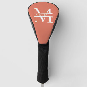 Personalized Elegant Terracotta Monogram and Name Golf Head Cover