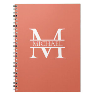 Personalized Elegant Terracotta Monogram and Name Notebook