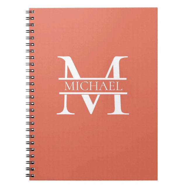 Personalized Elegant Terracotta Monogram and Name Notebook (Front)
