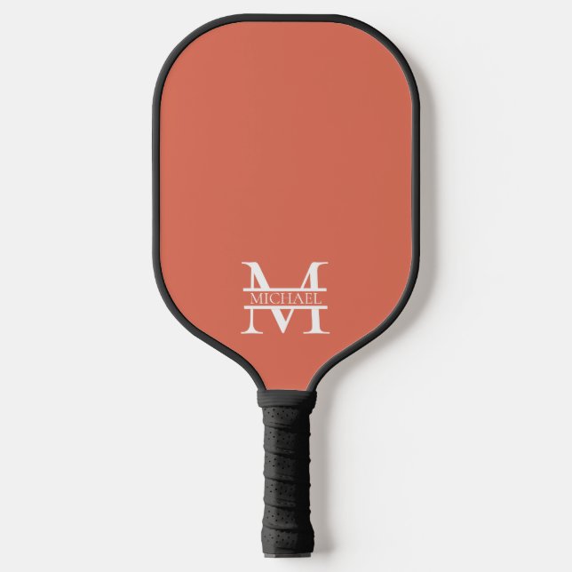 Personalized Elegant Terracotta Monogram and Name Pickleball Paddle (Front)