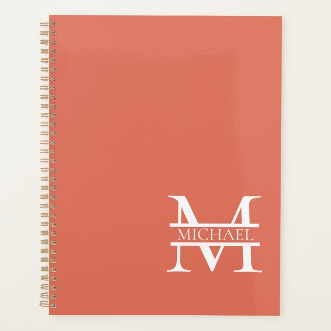 Personalized Elegant Terracotta Monogram and Name Planner (Front)