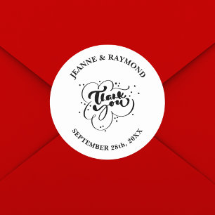 Personalized Elegant Thank You Wedding Favour Classic Round Sticker