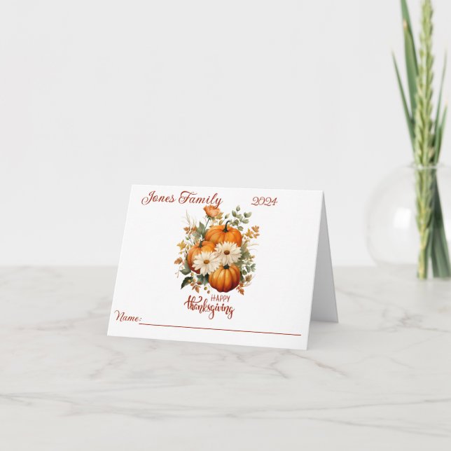 Personalized Elegant Thanksgiving Place Cards (Front)