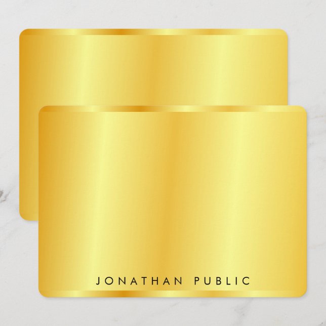 Personalized Elegant Trendy Gold Metallic Look Card (Front/Back)