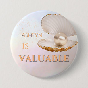 Personalized Elegant Valuable Pearl Affirmation 3 Inch Round Button