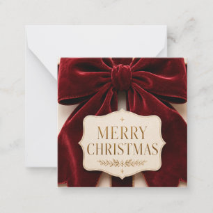 Personalized Elegant Velvet Bow Christmas Style Card