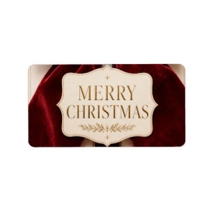 Personalized Elegant Velvet Bow Christmas Style Label