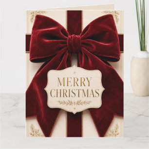 Personalized Elegant Velvet Bow Christmas Style Thank You Card