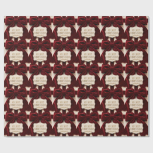 Personalized Elegant Velvet Bow Christmas Style Wrapping Paper